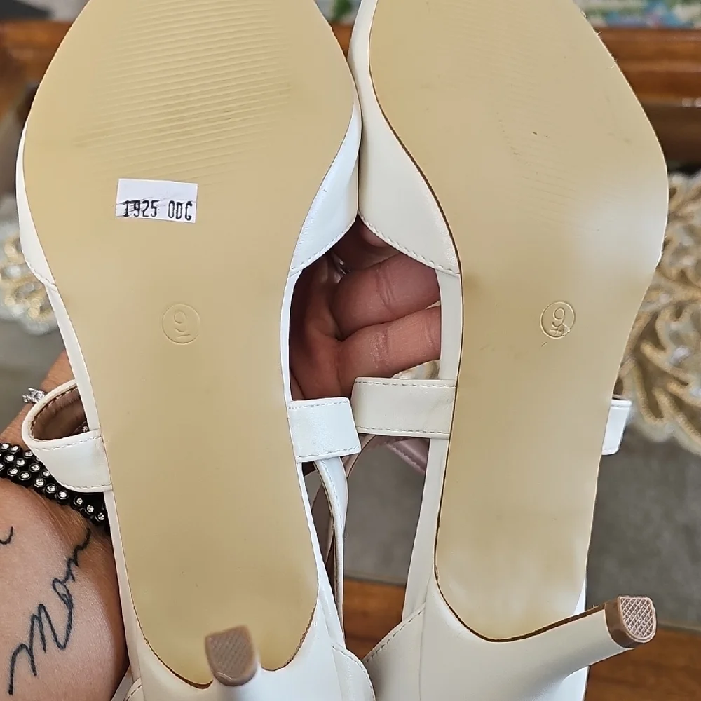 Journee Collection Cream Ankle Strap Heels